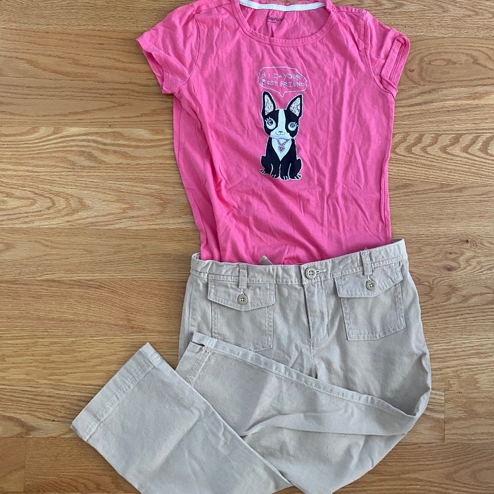GapKids Khaki Crops + Graphic Short-Sleeve Tee XXL (14-16)